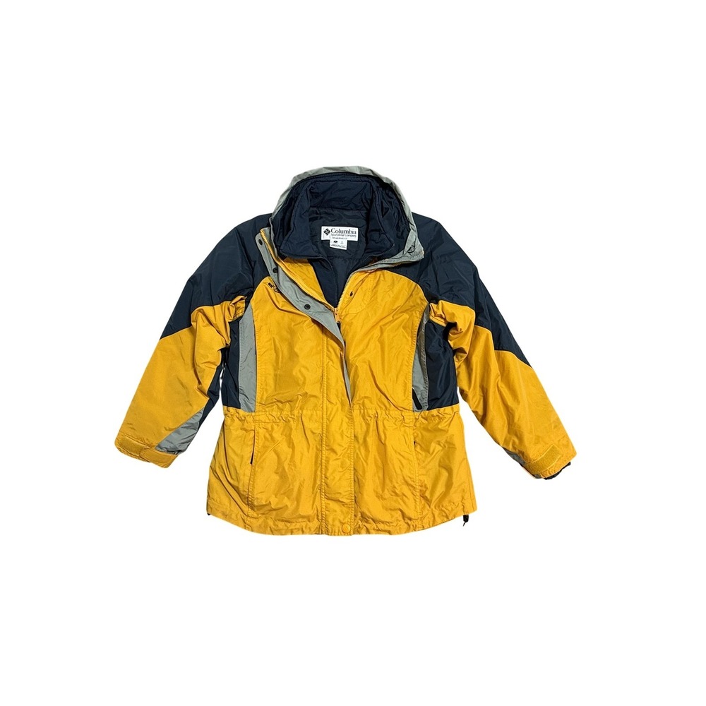 Vintage Columbia Jacket Womens Small‎ Yellow 3-in-1 Hooded Colorblock Terra Nova